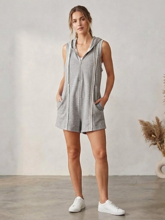 Sundry Pants - Sundry Waffle-Knit Hooded Romper NWT